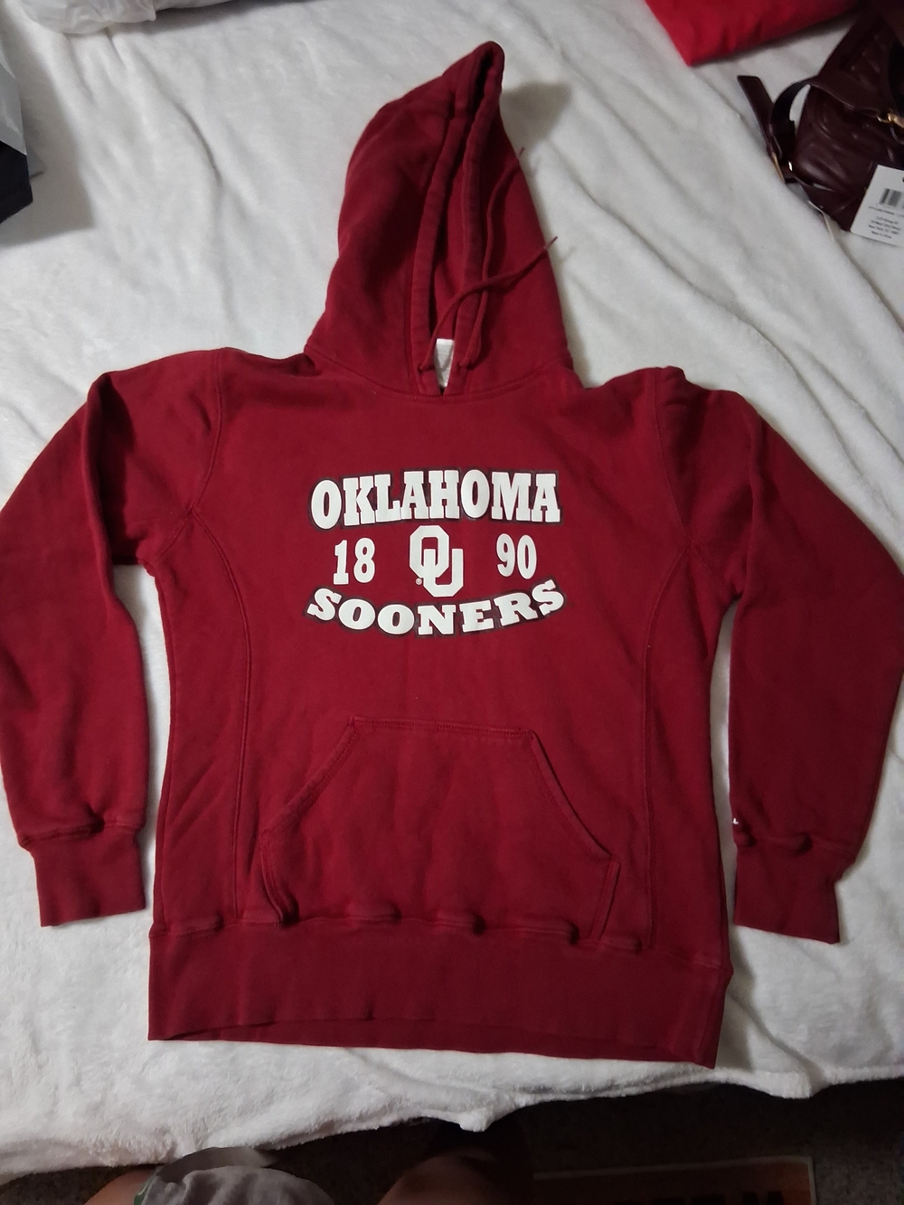 Oklahoma Sooners OU Crimson Pullover Hoodie Women's Size Medium Red Sweatshirt